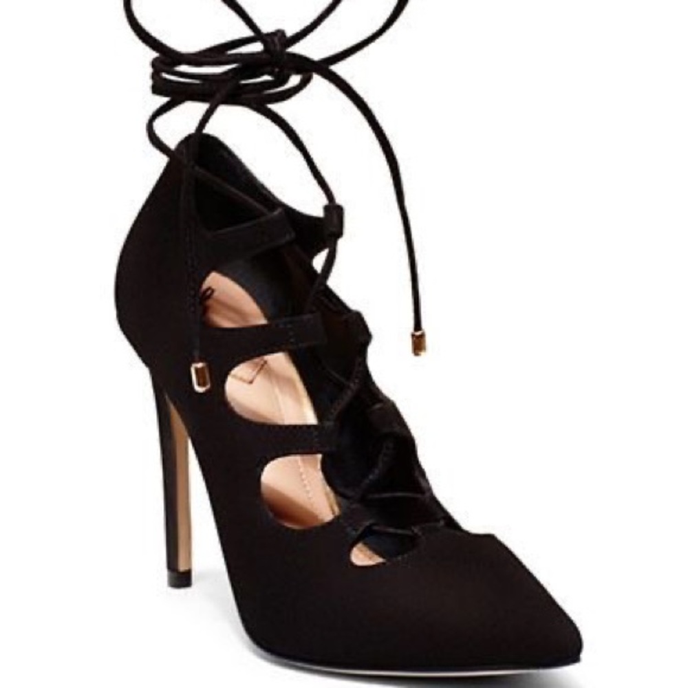 ***NIB*** B Brian Atwood | Black Lace-Up Heels | 8.5